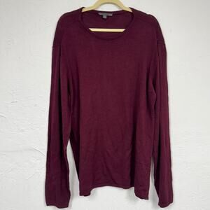 John Varvatos Burgundy Cotton Crew Neck Sweater Mens XL Casual Preppy Pullover